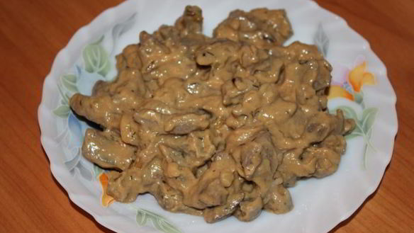 Рецепт Печени по-строгановски в мультиварке