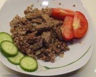 Печень с гречкой