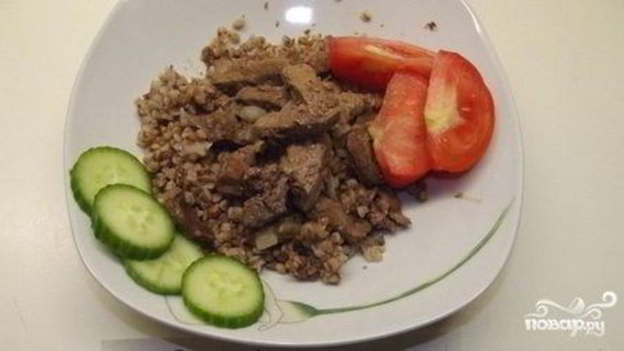 Рецепт печени с гречкой