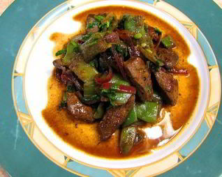 Печень с плоской стручковой фасолью