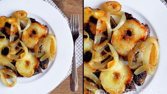 Рецепт Печени с яблоками