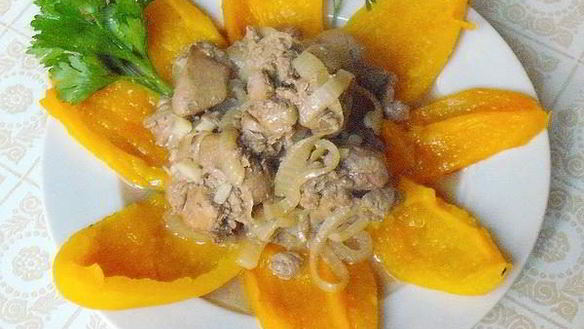 Рецепт Печени, тушеной в белом вине с печеным перцем