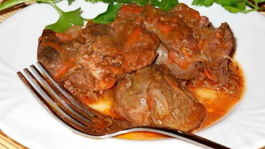 Рецепт печени тушеной в томатном соку