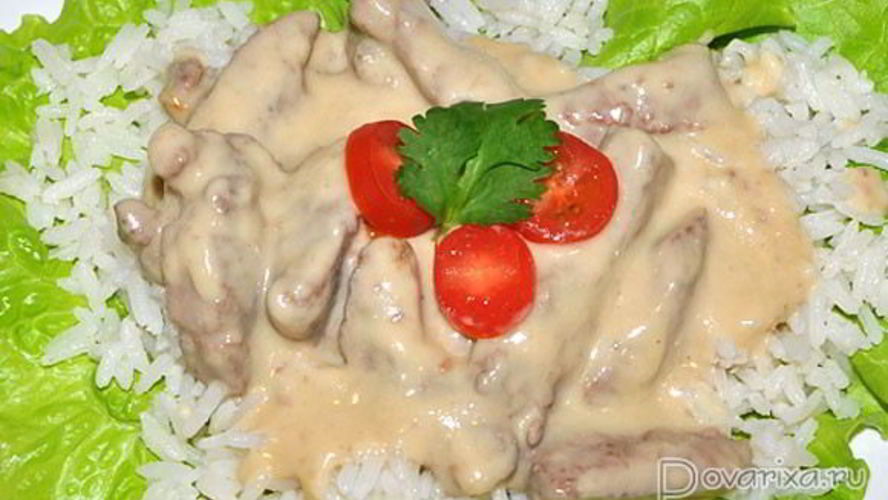 Рецепт печени в сырном соусе