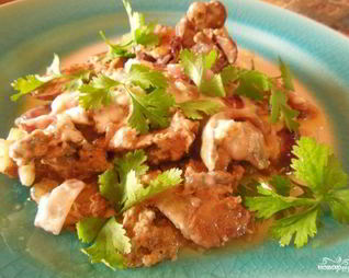 Тушеная куриная печень в мультиварке