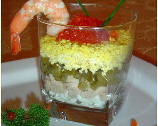 Веррины с красной икрой и печенью трески