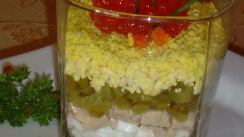 веррины с красной икрой и печенью трески