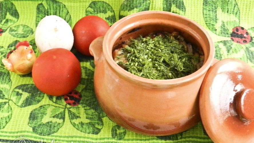 Рецепт пельменей в горшочках с грибами