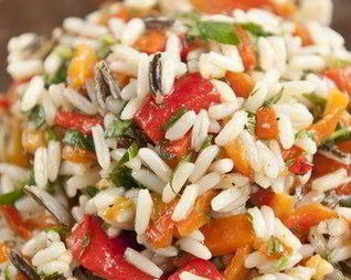 Пилаф с тыквой, красными перцами и жареными тыквенными семечками