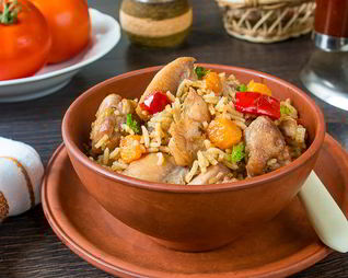 Пилав с курицей и тыквой