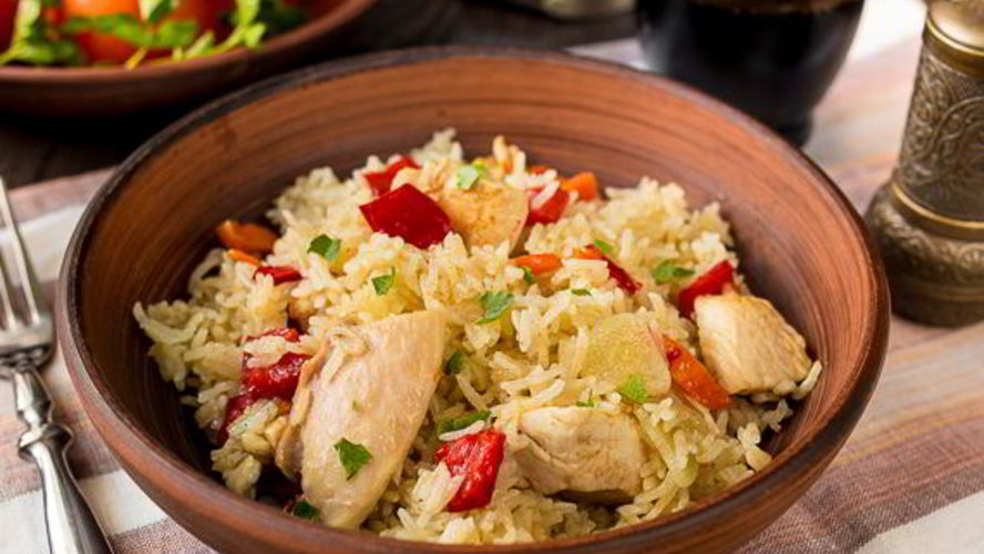 Рецепт плова из курицы со сладким перцем