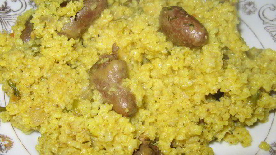 Рецепт плова из пшена с куриными сердечками