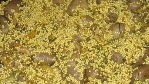 плов из пшена с куриными сердечками