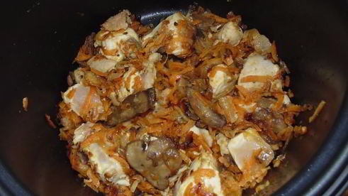 плов с грибами и курицей в мультиварке