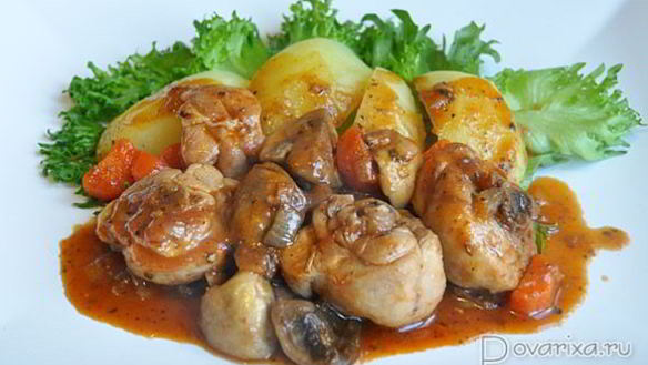 Рецепт Куриного рагу с грибами и томатным соком