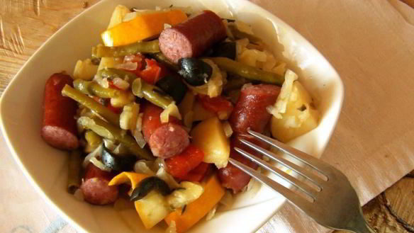 Рецепт Овощного рагу с охотничьими колбасками