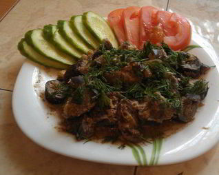 Рагу из конины с баклажанами