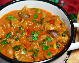 Рагу из куриных желудков