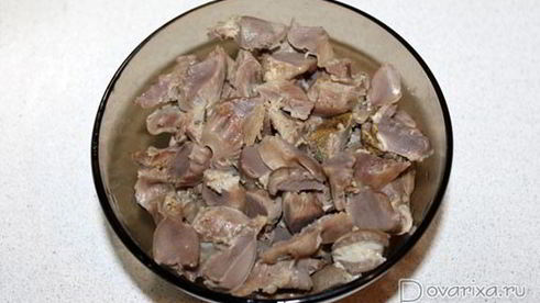 рагу из куриных желудочков