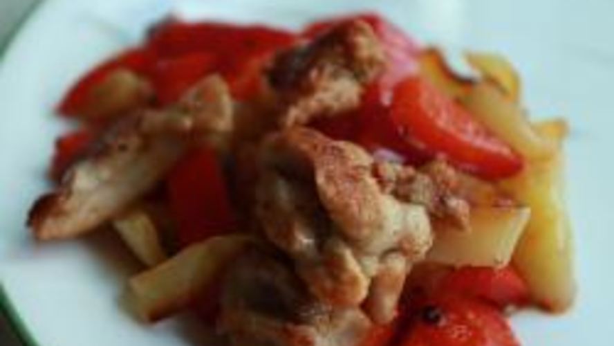 Рецепт рагу из перцев с курицей