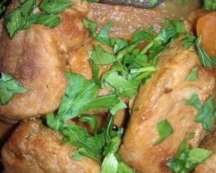 Рагу из свинины, овощей и шампиньонов