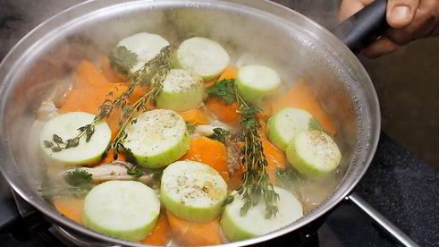 рагу из тыквы с вешенками и соусом лечо