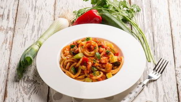Рецепт Спагетти с овощным рагу