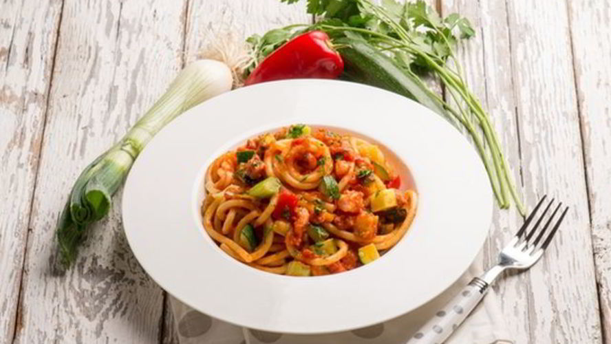 Рецепт спагетти с овощным рагу