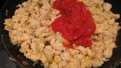 веер из баклажана с куриным рагу