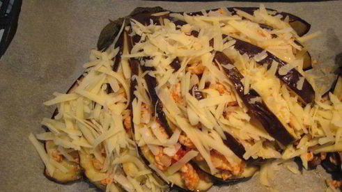 веер из баклажана с куриным рагу