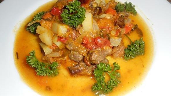 Рецепт Запеченной тыквы, фаршированной рагу с говядиной