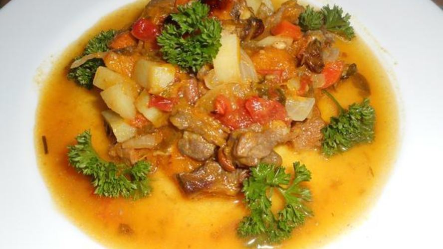 Рецепт запеченной тыквы, фаршированной рагу с говядиной