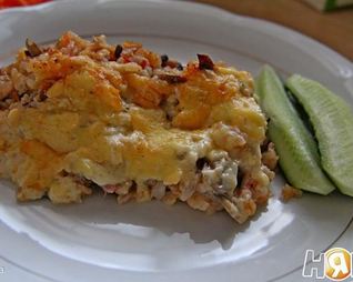 Запеканка фрикасе из курицы