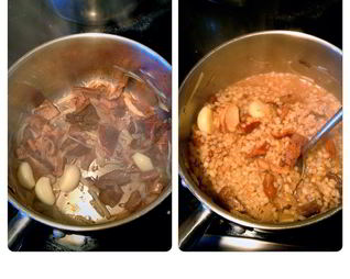 Ризотто из перловой крупы с белыми грибами