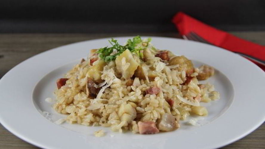 Рецепт ризотто с каштанами и грудинкой