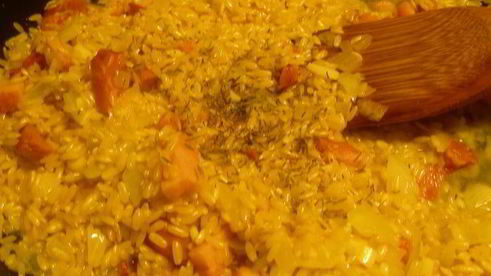 ризотто с каштанами и грудинкой