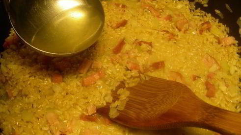 ризотто с каштанами и грудинкой