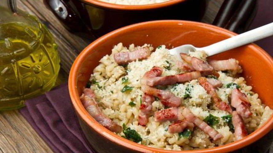 Рецепт ризотто с копченым беконом и шампиньонами