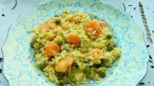 ризотто с креветками и сливками