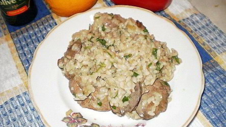 Рецепт ризотто с куриной печенкой