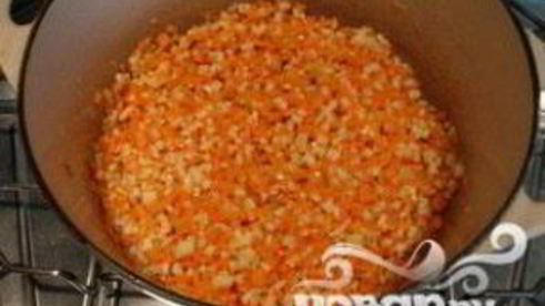 сливочное ризотто с кубиками овощей и семенами льна