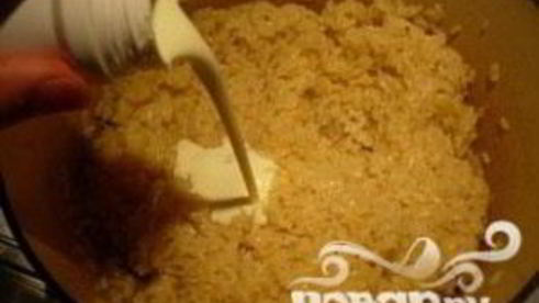 сливочное ризотто с кубиками овощей и семенами льна