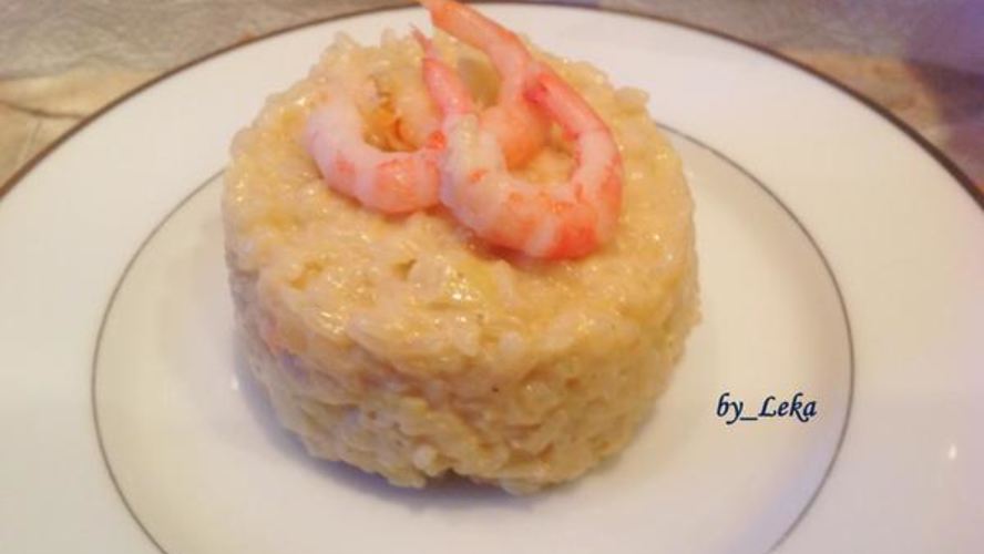 Рецепт яблочного ризотто с креветками