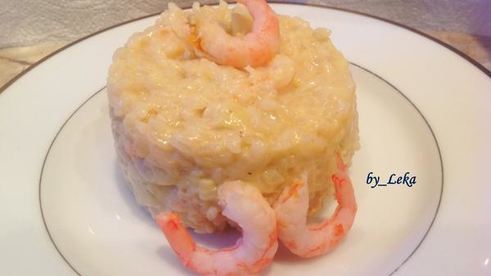 яблочное ризотто с креветками