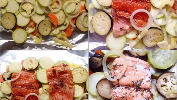 Рецепт Форели, запеченной в фольге с сезонными овощами
