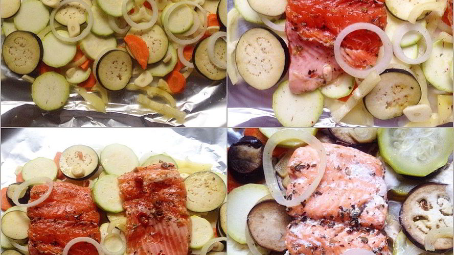 Рецепт форели, запеченной в фольге с сезонными овощами