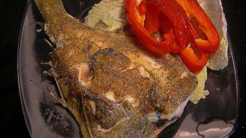камбала на гриле с болгарским перцем