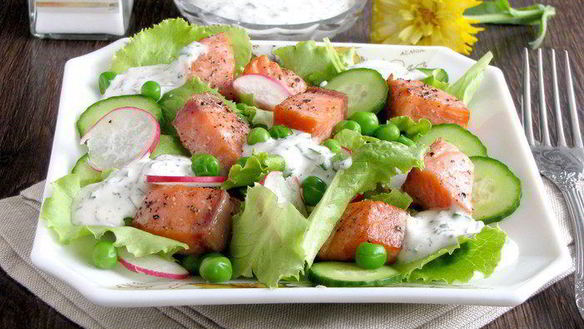 Рецепт Лосося с зеленым салатом