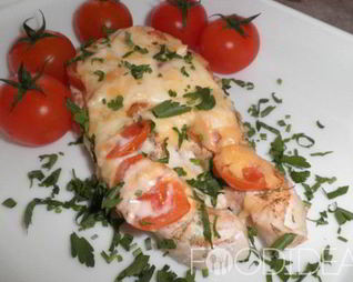 Семга с сыром и овощами