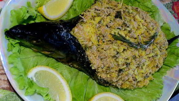 Рецепт Скумбрии фаршированной рисом